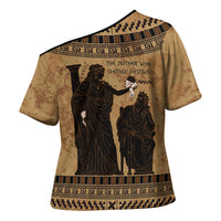 Rhea Mother Who Defied Destiny Cross Shoulder Shirt Titaness Rhea Lions Greek Key Pottery Art