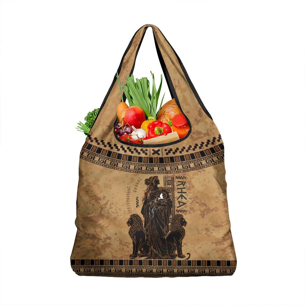 Rhea Mother Who Defied Destiny Grocery Bag Titaness Rhea Lions Greek Key Pottery Art