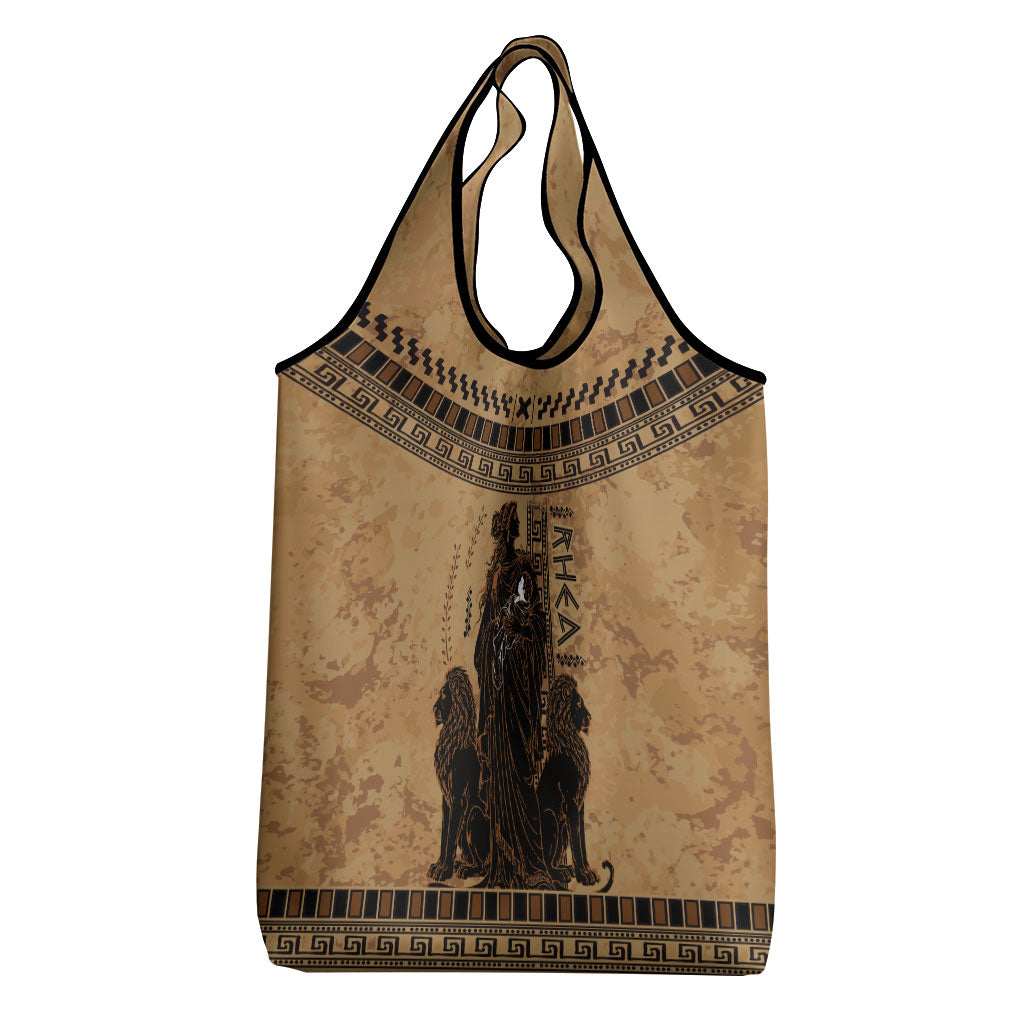 Rhea Mother Who Defied Destiny Grocery Bag Titaness Rhea Lions Greek Key Pottery Art