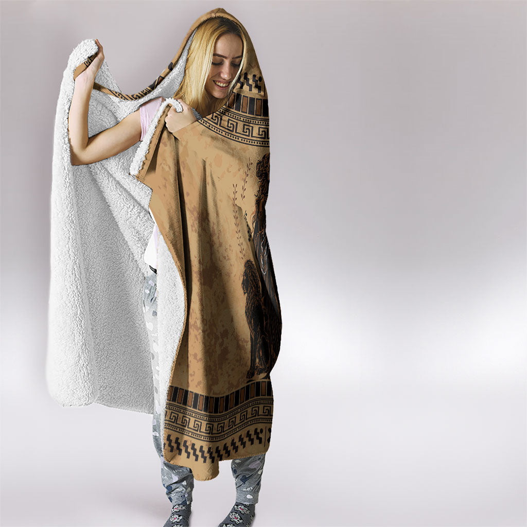 Rhea Mother Who Defied Destiny Hooded Blanket Titaness Rhea Lions Greek Key Pottery Art