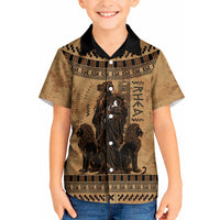 Rhea Mother Who Defied Destiny Kid Hawaiian Shirt Titaness Rhea Lions Greek Key Pottery Art