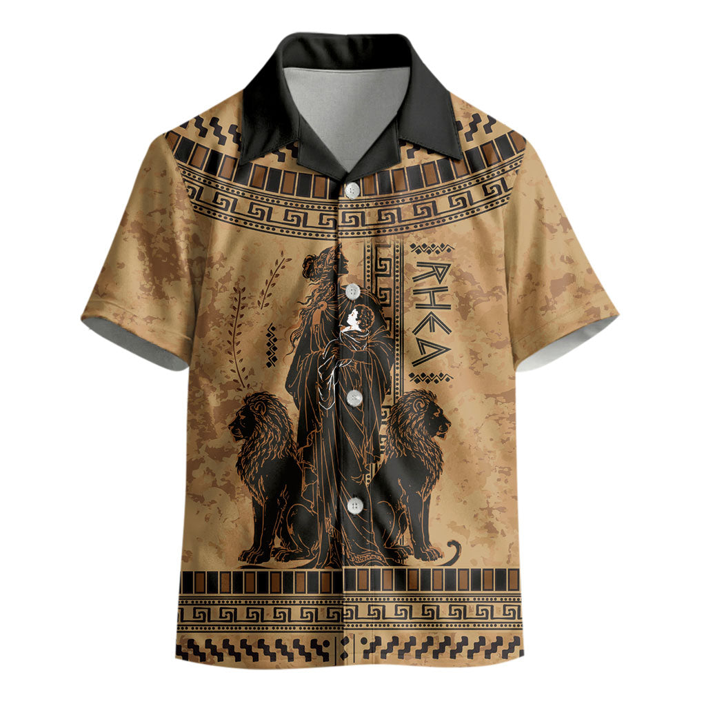 Rhea Mother Who Defied Destiny Kid Hawaiian Shirt Titaness Rhea Lions Greek Key Pottery Art