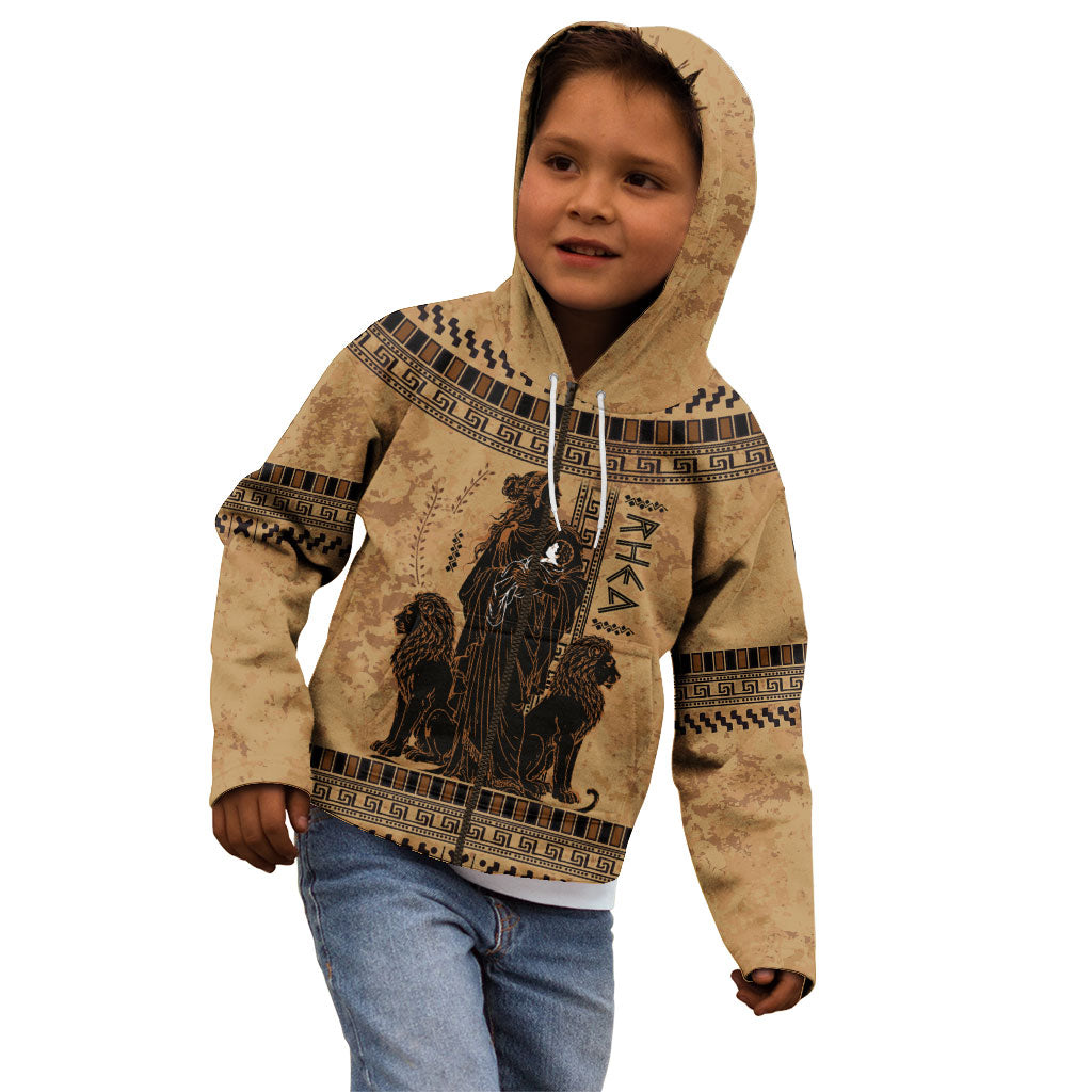 Rhea Mother Who Defied Destiny Kid Hoodie Titaness Rhea Lions Greek Key Pottery Art
