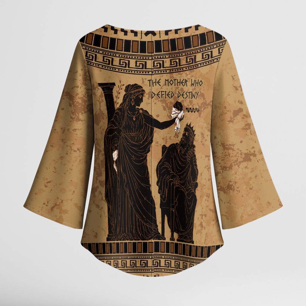 Rhea Mother Who Defied Destiny Kimono Sleeve Blouse Titaness Rhea Lions Greek Key Pottery Art