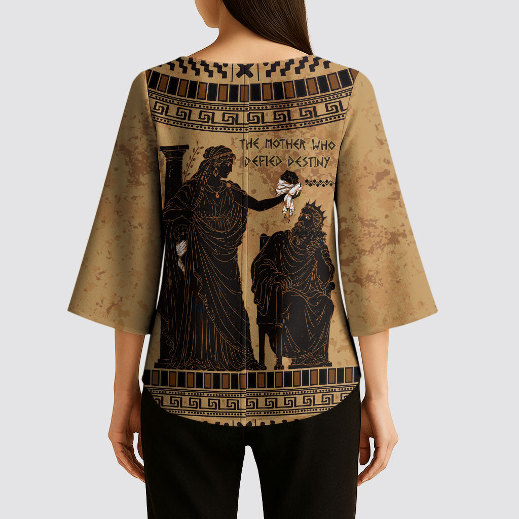 Rhea Mother Who Defied Destiny Kimono Sleeve Blouse Titaness Rhea Lions Greek Key Pottery Art