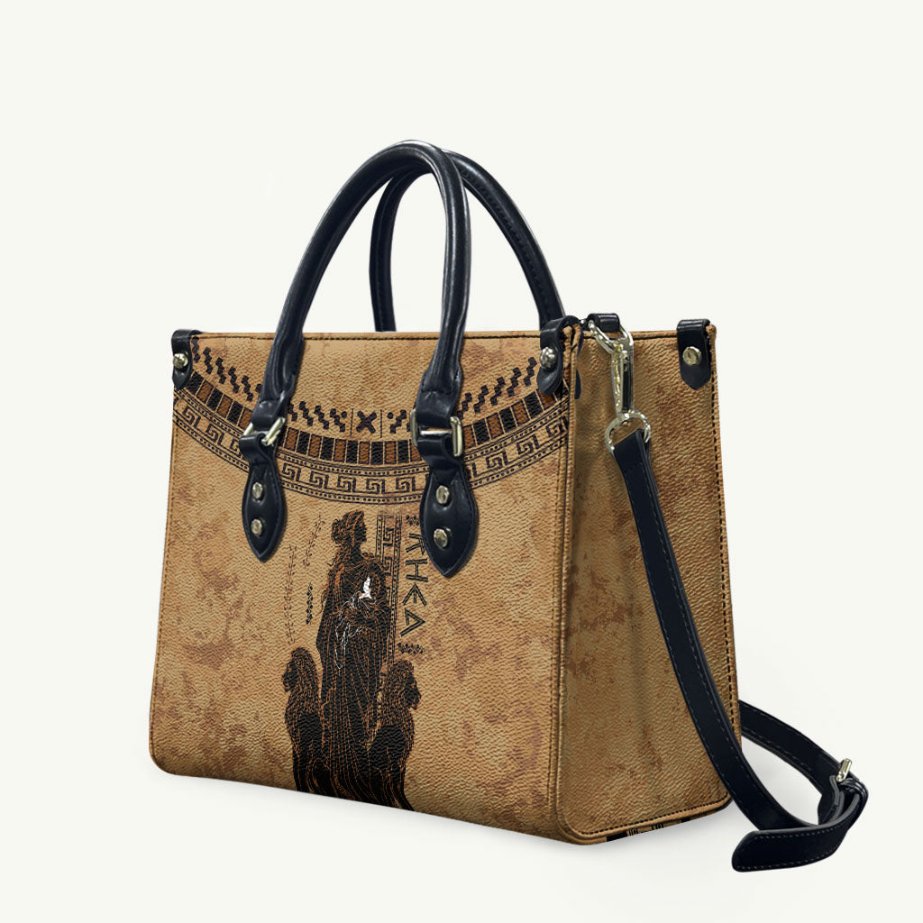 Rhea Mother Who Defied Destiny Leather Bag Titaness Rhea Lions Greek Key Pottery Art