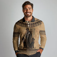 Rhea Mother Who Defied Destiny Long Sleeve Polo Shirt Titaness Rhea Lions Greek Key Pottery Art