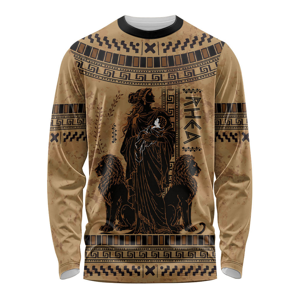 Rhea Mother Who Defied Destiny Long Sleeve Shirt Titaness Rhea Lions Greek Key Pottery Art