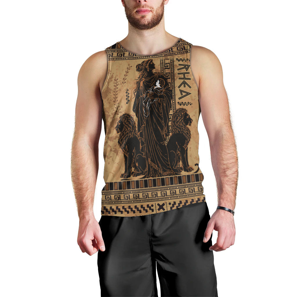 Rhea Mother Who Defied Destiny Men Tank Top Titaness Rhea Lions Greek Key Pottery Art