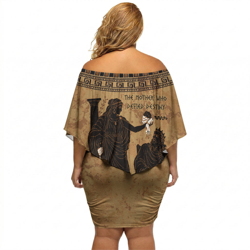 Rhea Mother Who Defied Destiny Off Shoulder Short Dress Titaness Rhea Lions Greek Key Pottery Art