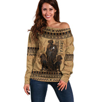 Rhea Mother Who Defied Destiny Off Shoulder Sweater Titaness Rhea Lions Greek Key Pottery Art