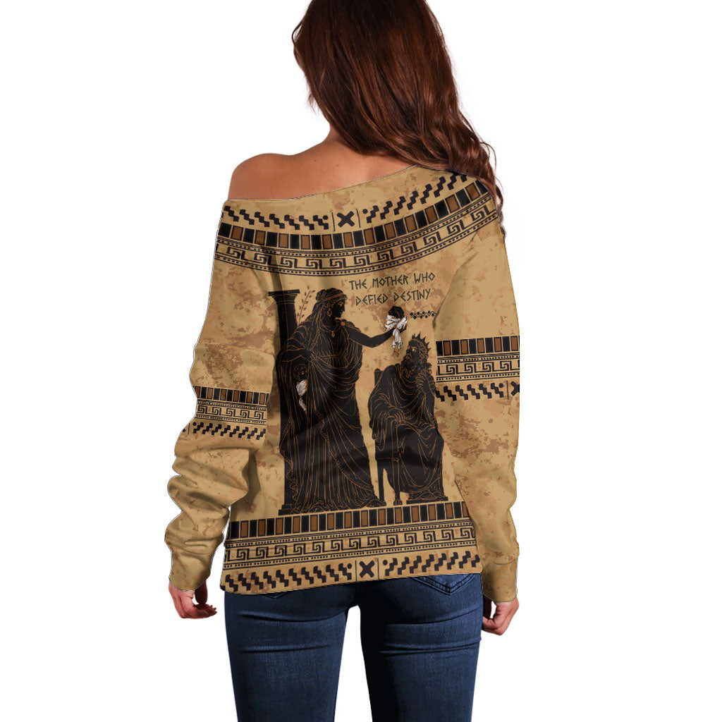 Rhea Mother Who Defied Destiny Off Shoulder Sweater Titaness Rhea Lions Greek Key Pottery Art