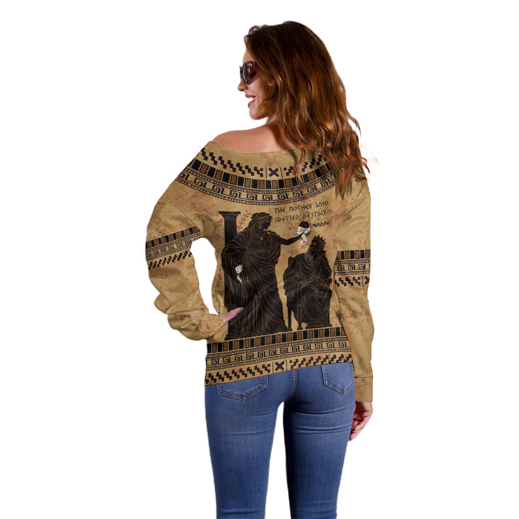 Rhea Mother Who Defied Destiny Off Shoulder Sweater Titaness Rhea Lions Greek Key Pottery Art