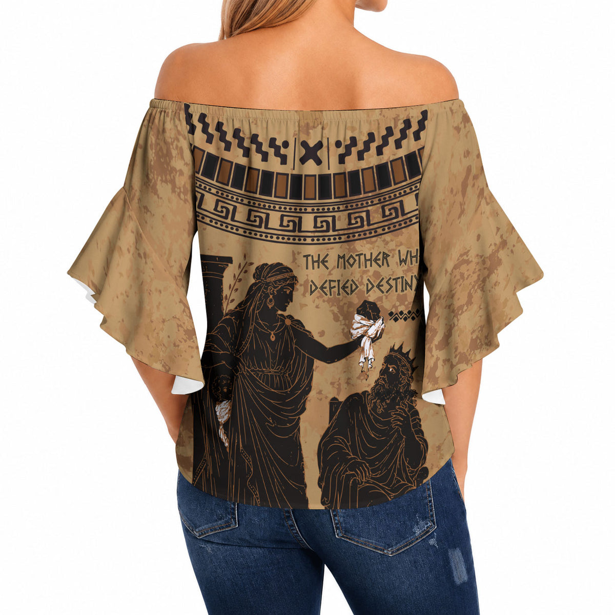 Rhea Mother Who Defied Destiny Off Shoulder Wrap Waist Top Titaness Rhea Lions Greek Key Pottery Art