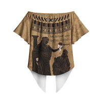 Rhea Mother Who Defied Destiny Off Shoulder Wrap Waist Top Titaness Rhea Lions Greek Key Pottery Art