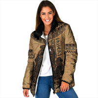 Rhea Mother Who Defied Destiny Padded Jacket Titaness Rhea Lions Greek Key Pottery Art