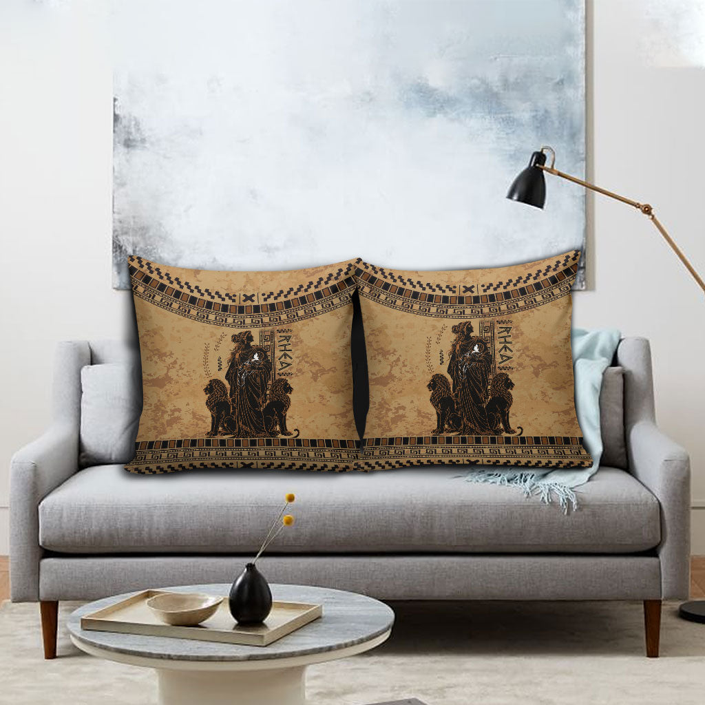 Rhea Mother Who Defied Destiny Pillow Cover Titaness Rhea Lions Greek Key Pottery Art