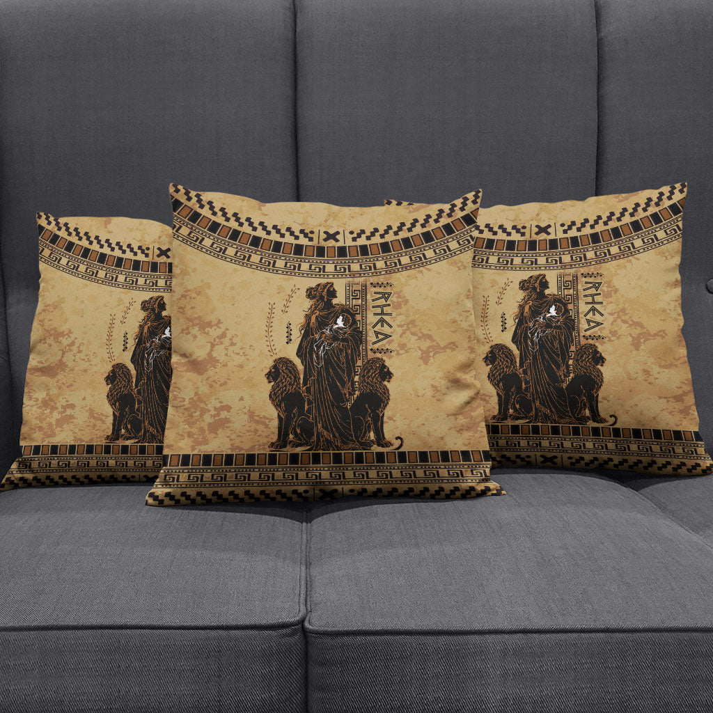 Rhea Mother Who Defied Destiny Pillow Cover Titaness Rhea Lions Greek Key Pottery Art