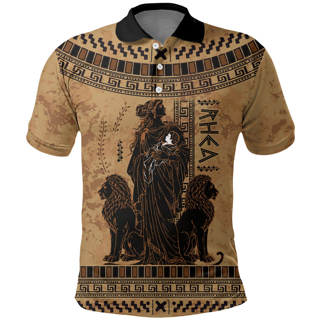 Rhea Mother Who Defied Destiny Polo Shirt Titaness Rhea Lions Greek Key Pottery Art