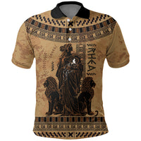 Rhea Mother Who Defied Destiny Polo Shirt Titaness Rhea Lions Greek Key Pottery Art