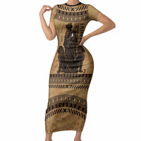 Rhea Mother Who Defied Destiny Short Sleeve Bodycon Dress Titaness Rhea Lions Greek Key Pottery Art