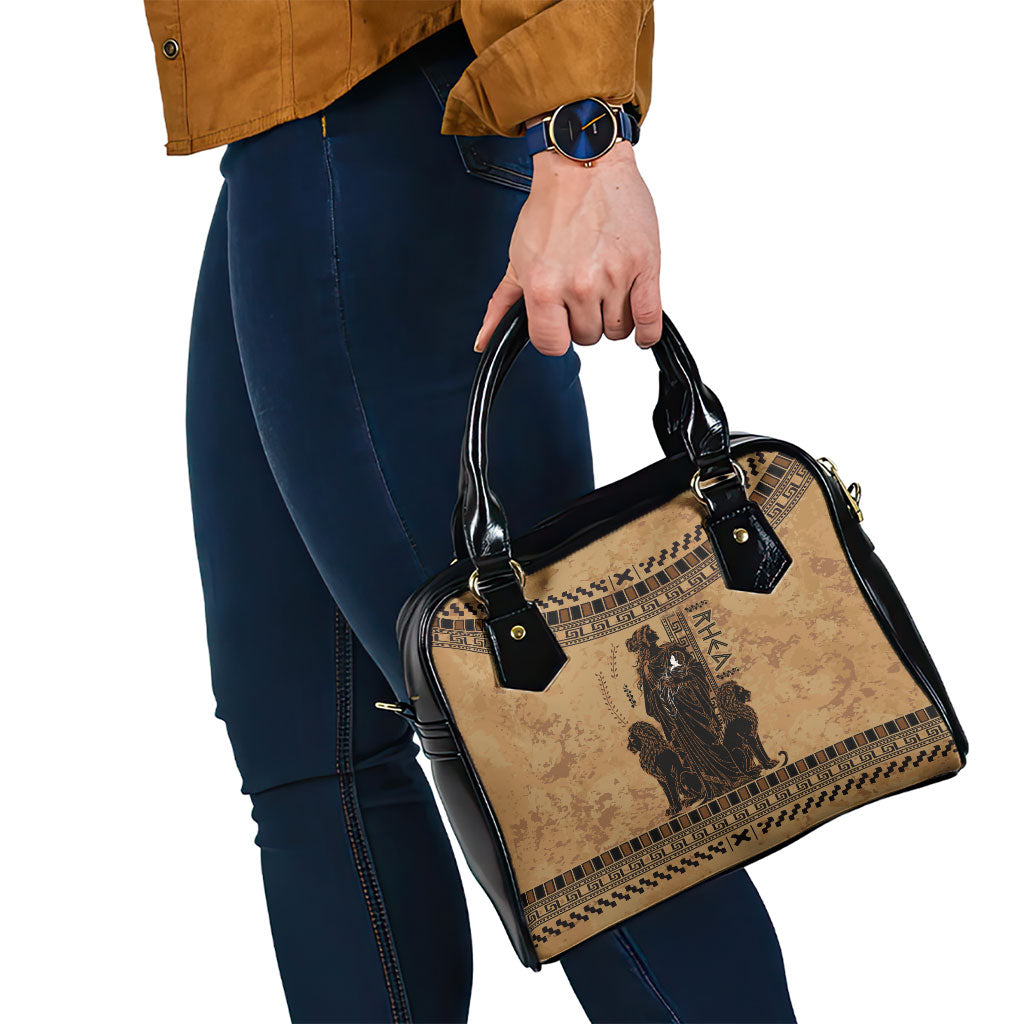Rhea Mother Who Defied Destiny Shoulder Handbag Titaness Rhea Lions Greek Key Pottery Art