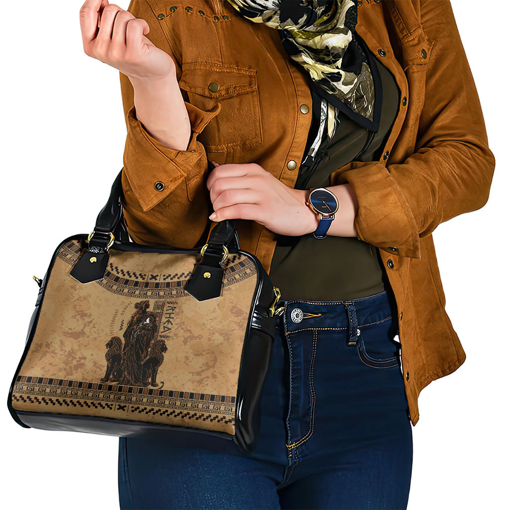Rhea Mother Who Defied Destiny Shoulder Handbag Titaness Rhea Lions Greek Key Pottery Art