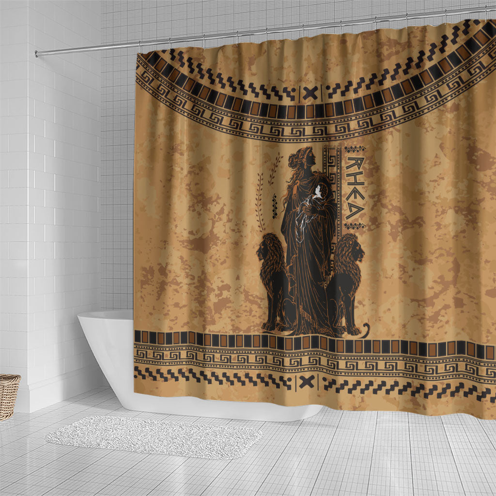Rhea Mother Who Defied Destiny Shower Curtain Titaness Rhea Lions Greek Key Pottery Art