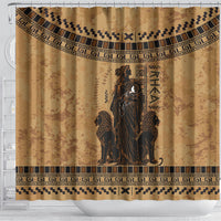 Rhea Mother Who Defied Destiny Shower Curtain Titaness Rhea Lions Greek Key Pottery Art