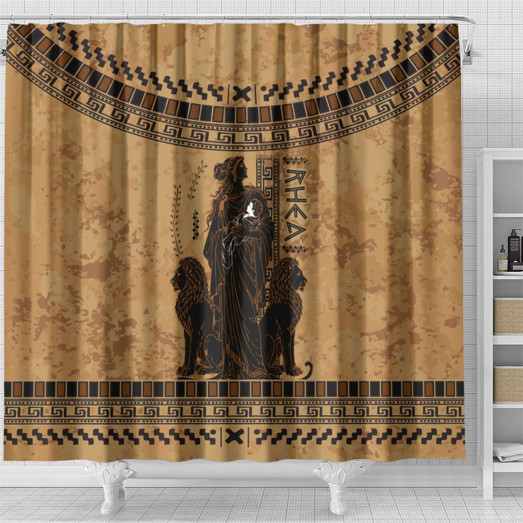 Rhea Mother Who Defied Destiny Shower Curtain Titaness Rhea Lions Greek Key Pottery Art