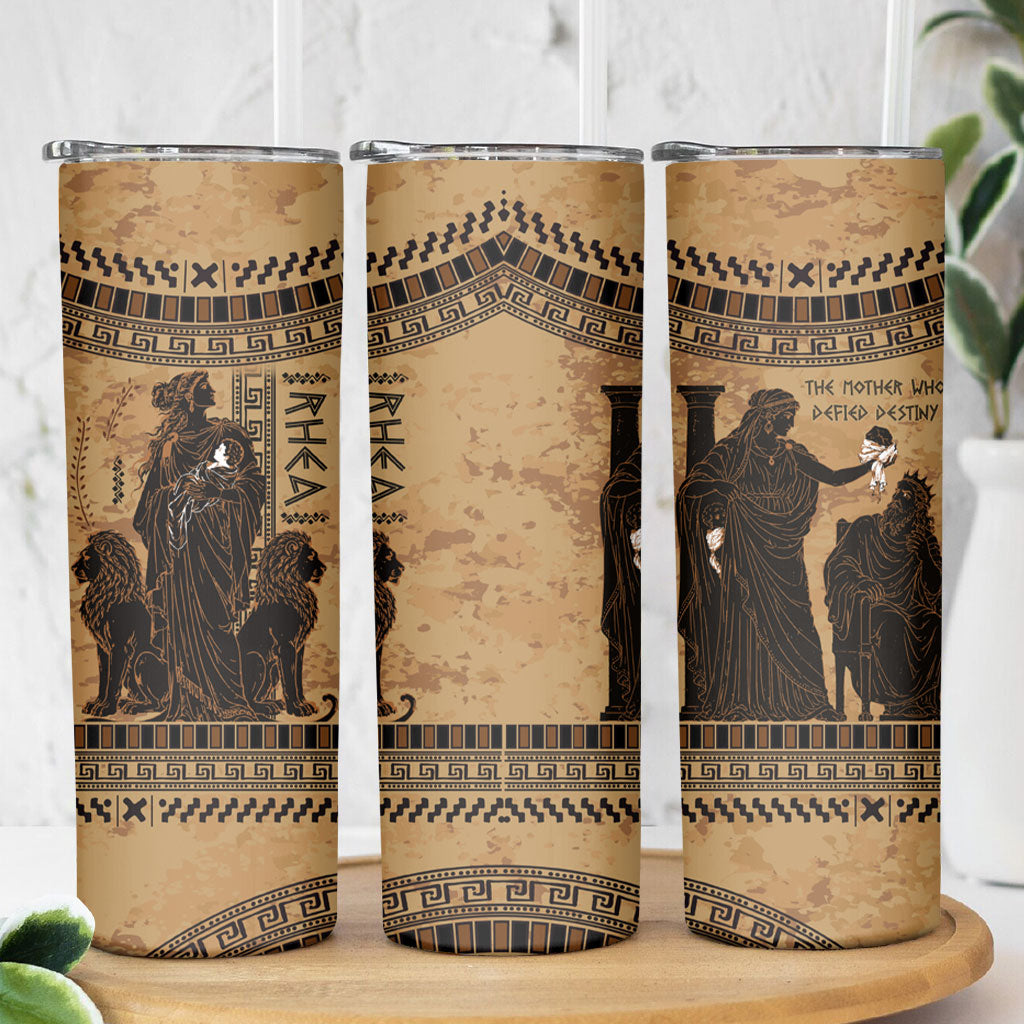 Rhea Mother Who Defied Destiny Skinny Tumbler Titaness Rhea Lions Greek Key Pottery Art