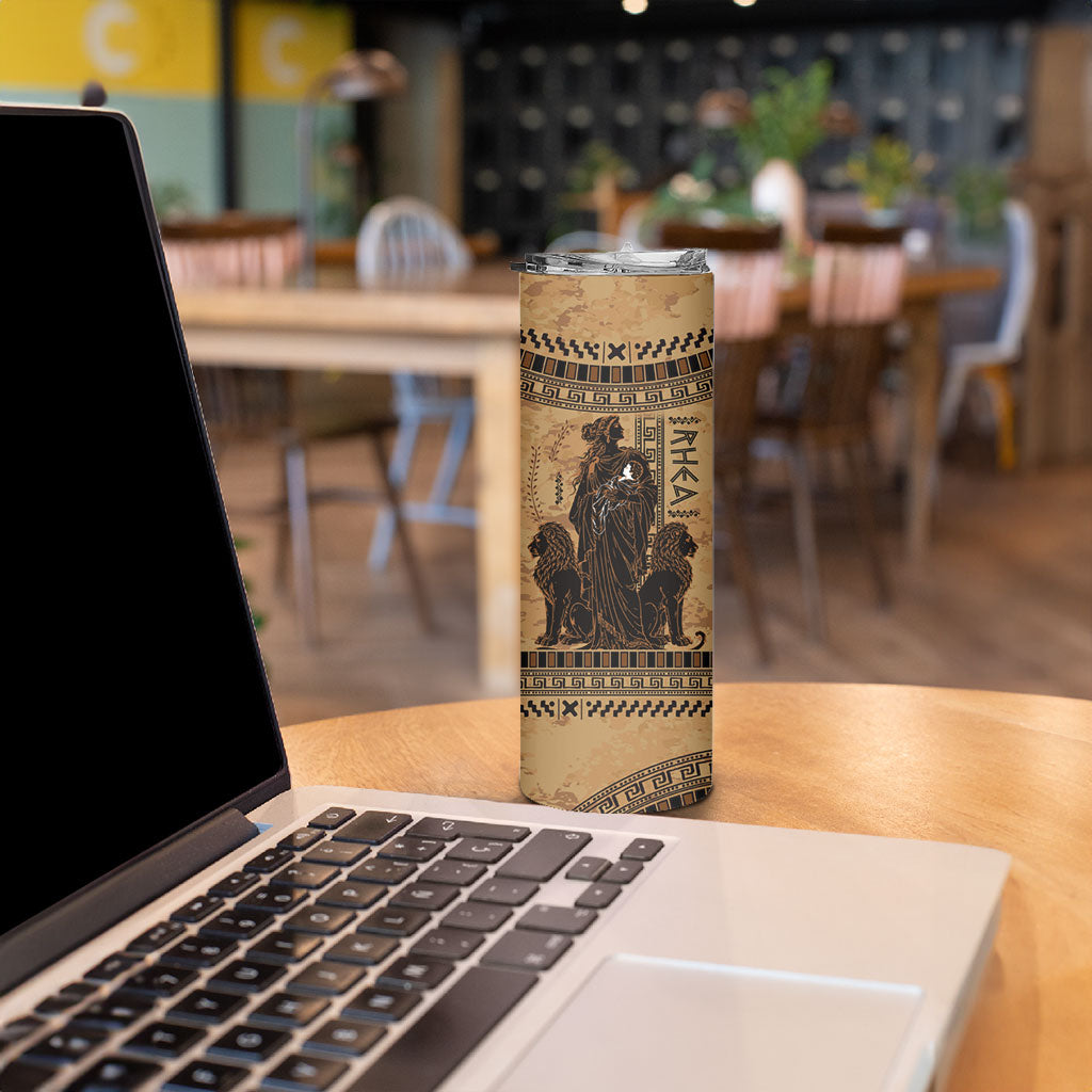 Rhea Mother Who Defied Destiny Skinny Tumbler Titaness Rhea Lions Greek Key Pottery Art