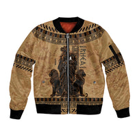 Rhea Mother Who Defied Destiny Sleeve Zip Bomber Jacket Titaness Rhea Lions Greek Key Pottery Art