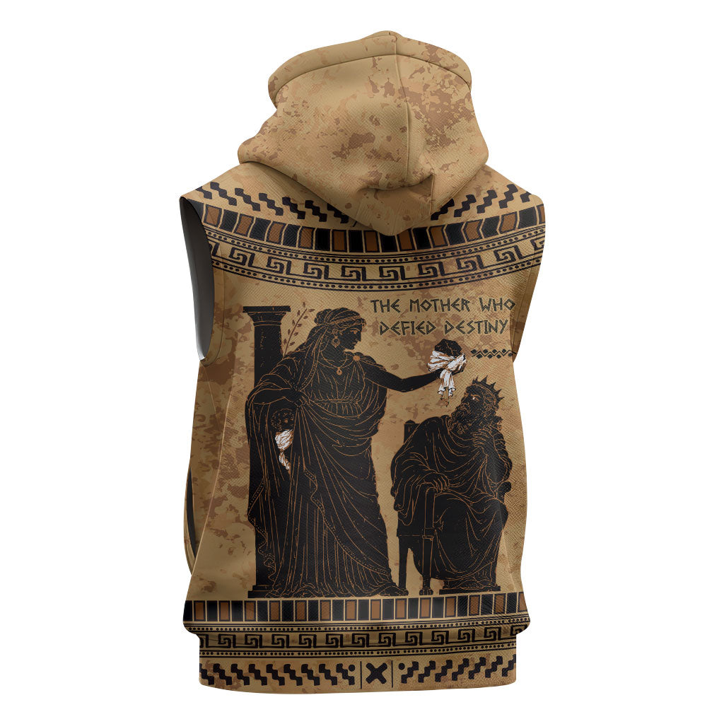 Rhea Mother Who Defied Destiny Sleeveless Hoodie Titaness Rhea Lions Greek Key Pottery Art