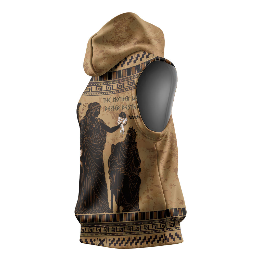 Rhea Mother Who Defied Destiny Sleeveless Hoodie Titaness Rhea Lions Greek Key Pottery Art