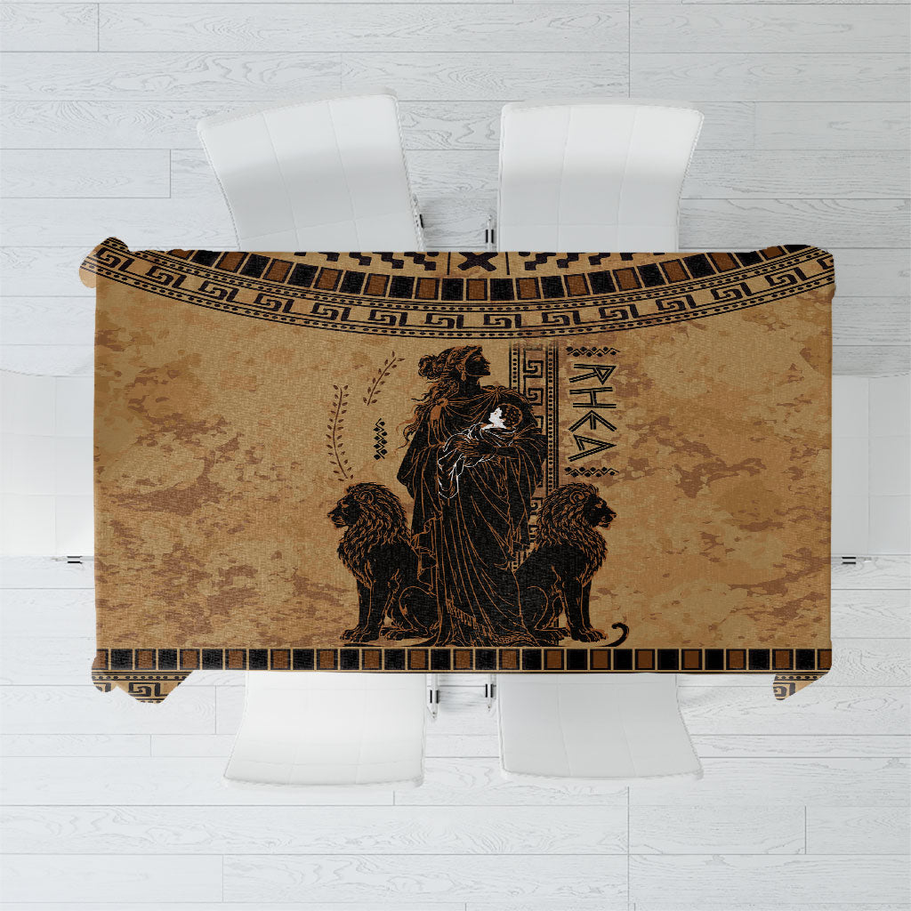 Rhea Mother Who Defied Destiny Tablecloth Titaness Rhea Lions Greek Key Pottery Art