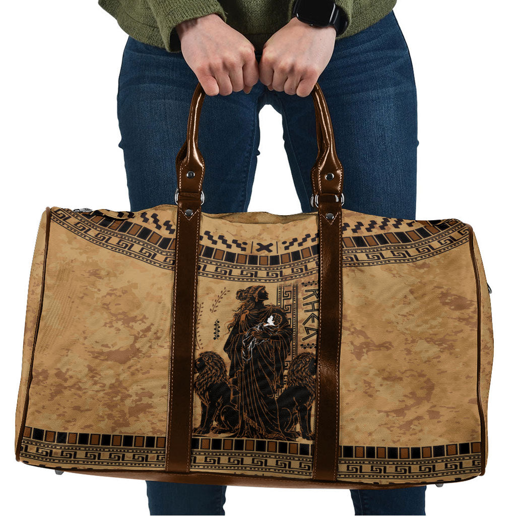 Rhea Mother Who Defied Destiny Travel Bag Titaness Rhea Lions Greek Key Pottery Art