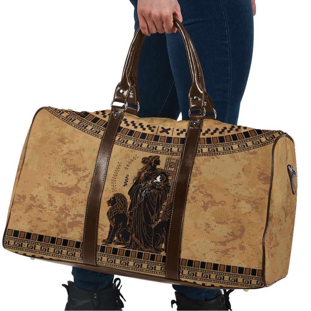 Rhea Mother Who Defied Destiny Travel Bag Titaness Rhea Lions Greek Key Pottery Art