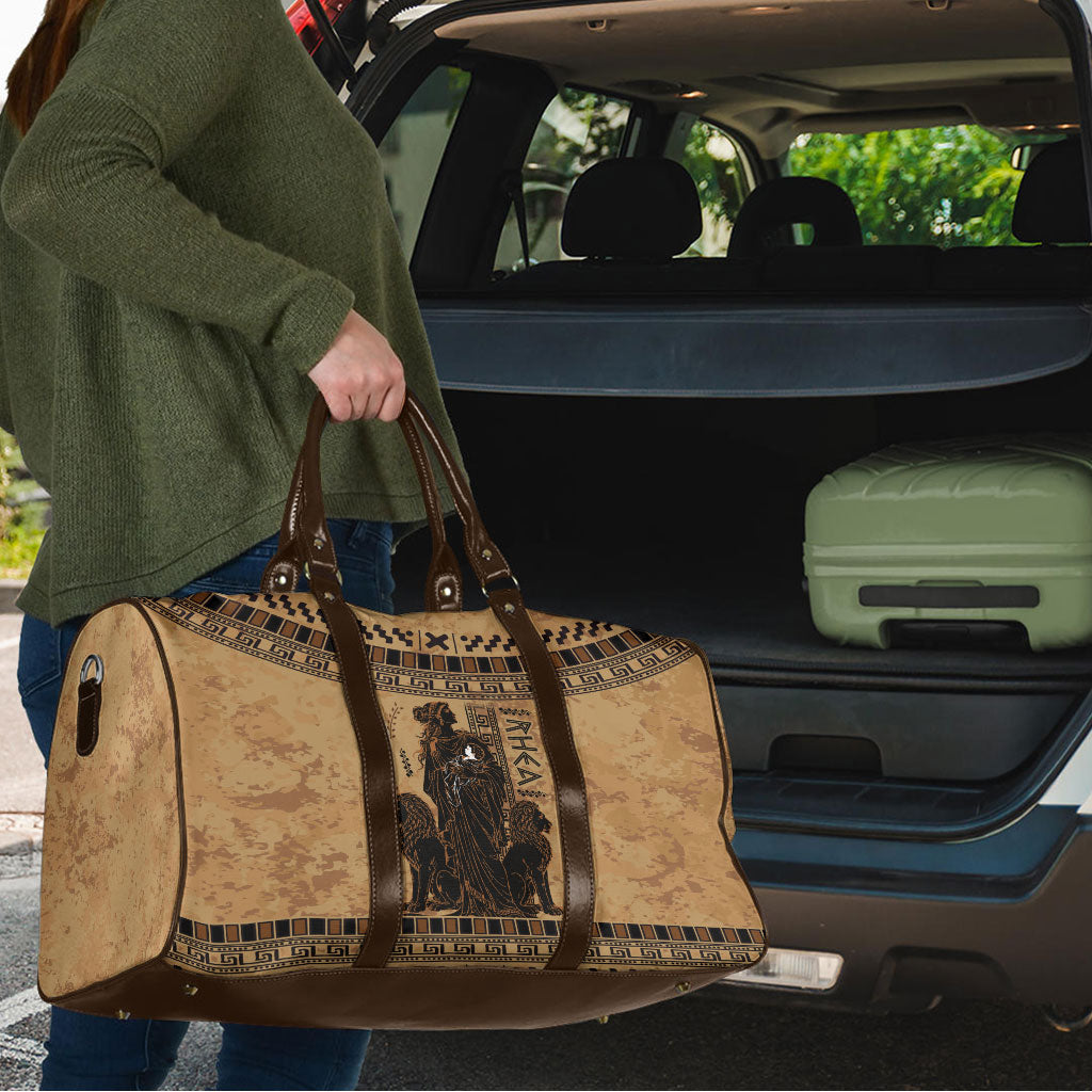Rhea Mother Who Defied Destiny Travel Bag Titaness Rhea Lions Greek Key Pottery Art