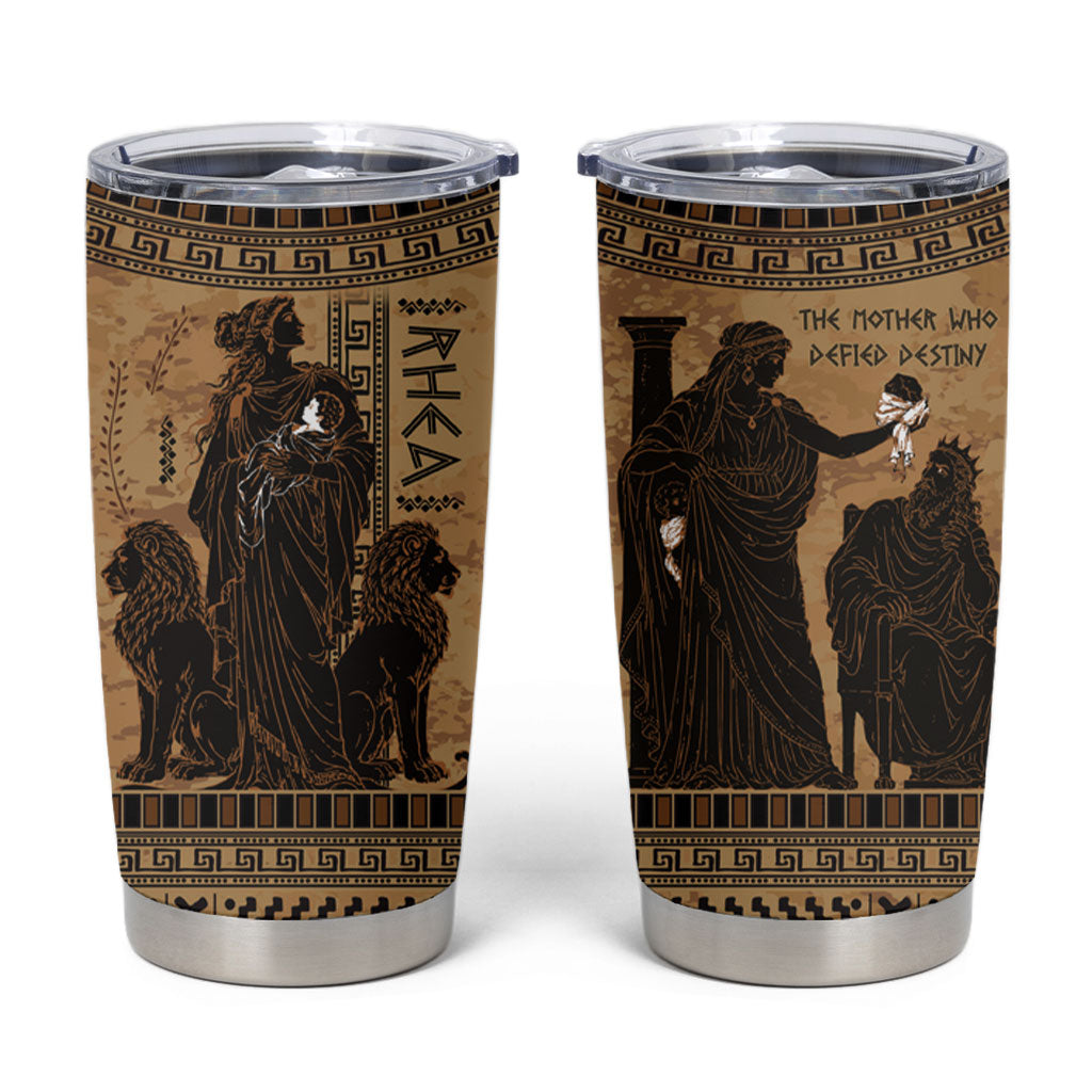 Rhea Mother Who Defied Destiny Tumbler Cup Titaness Rhea Lions Greek Key Pottery Art