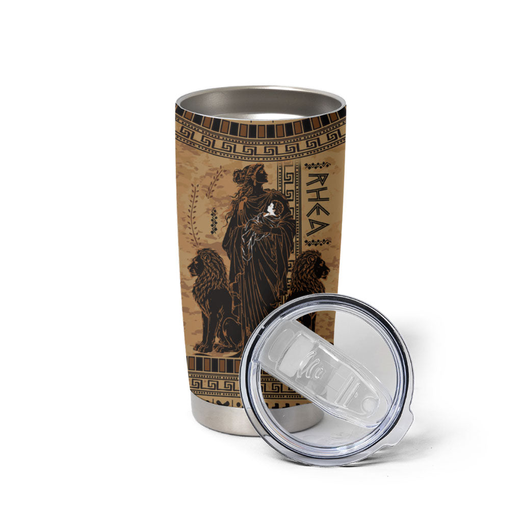 Rhea Mother Who Defied Destiny Tumbler Cup Titaness Rhea Lions Greek Key Pottery Art