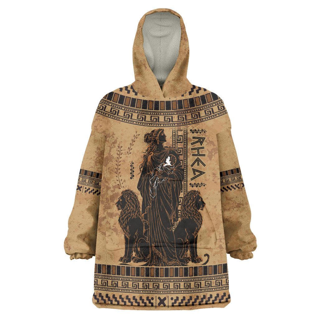 Rhea Mother Who Defied Destiny Wearable Blanket Hoodie Titaness Rhea Lions Greek Key Pottery Art