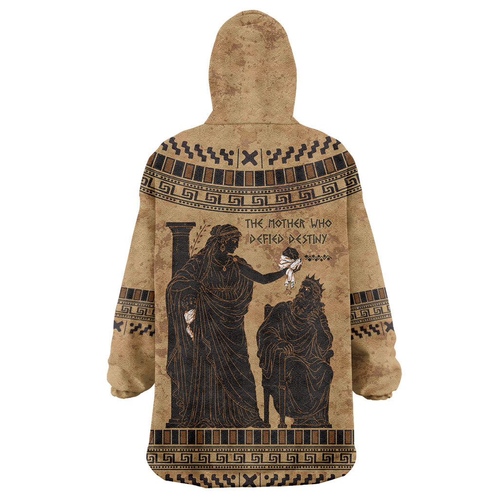 Rhea Mother Who Defied Destiny Wearable Blanket Hoodie Titaness Rhea Lions Greek Key Pottery Art