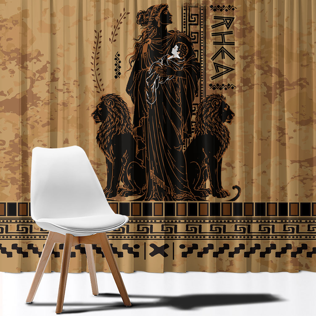 Rhea Mother Who Defied Destiny Window Curtain Titaness Rhea Lions Greek Key Pottery Art