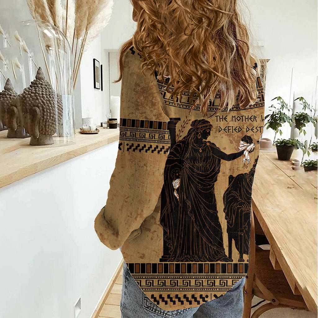 Rhea Mother Who Defied Destiny Women Casual Shirt Titaness Rhea Lions Greek Key Pottery Art