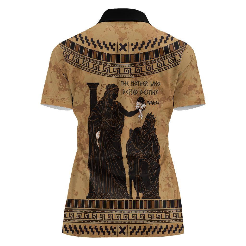 Rhea Mother Who Defied Destiny Women Polo Shirt Titaness Rhea Lions Greek Key Pottery Art