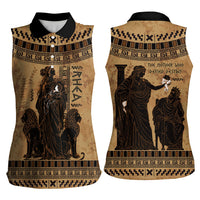 Rhea Mother Who Defied Destiny Women Sleeveless Polo Shirt Titaness Rhea Lions Greek Key Pottery Art