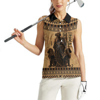 Rhea Mother Who Defied Destiny Women Sleeveless Polo Shirt Titaness Rhea Lions Greek Key Pottery Art