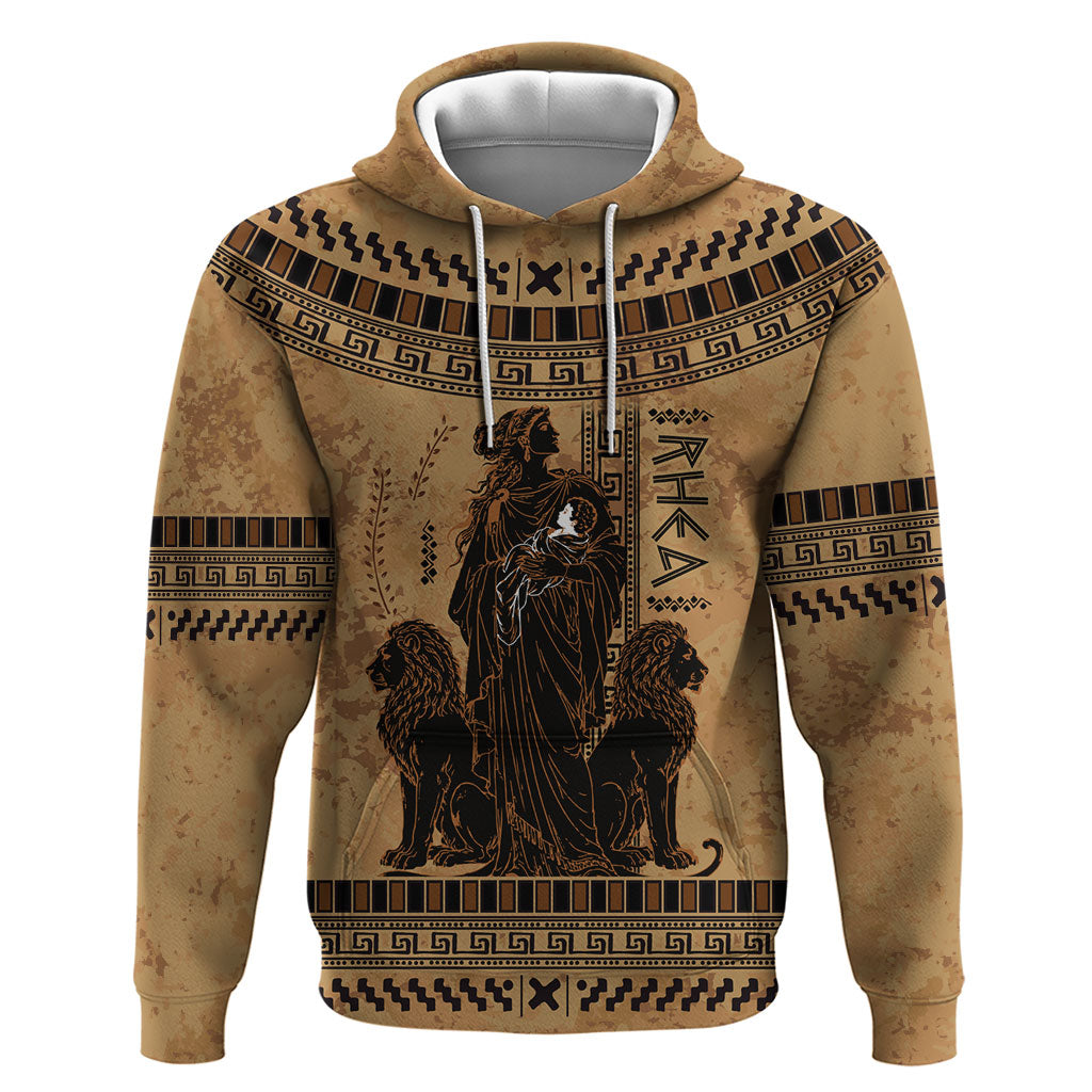 Rhea Mother Who Defied Destiny Zip Hoodie Titaness Rhea Lions Greek Key Pottery Art
