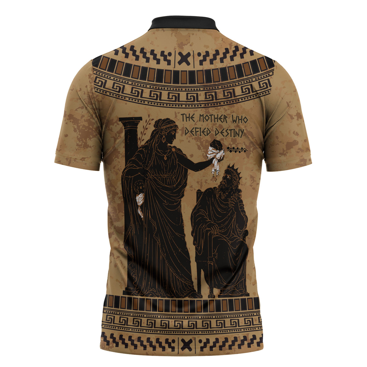 Rhea Mother Who Defied Destiny Zipper Polo Shirt Titaness Rhea Lions Greek Key Pottery Art